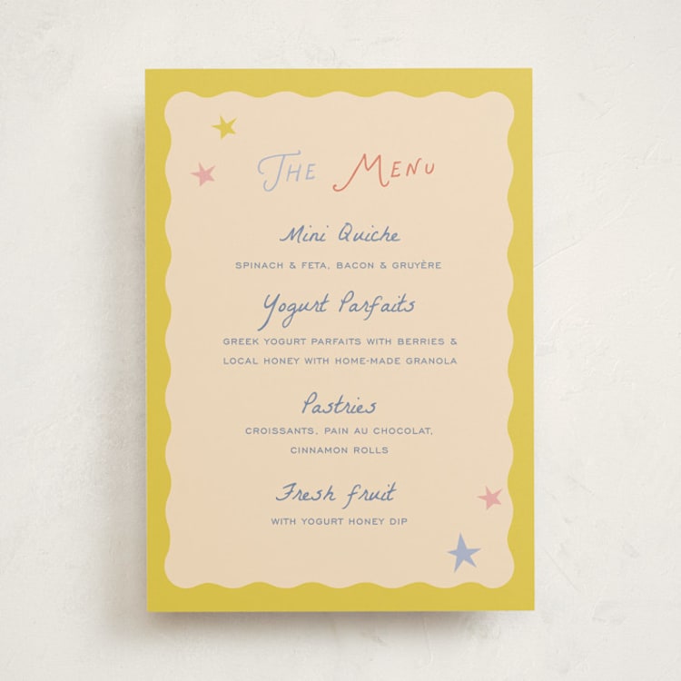 "On the way" - Baby Shower Menu Signs in Sail by Pixel and Hank - Front