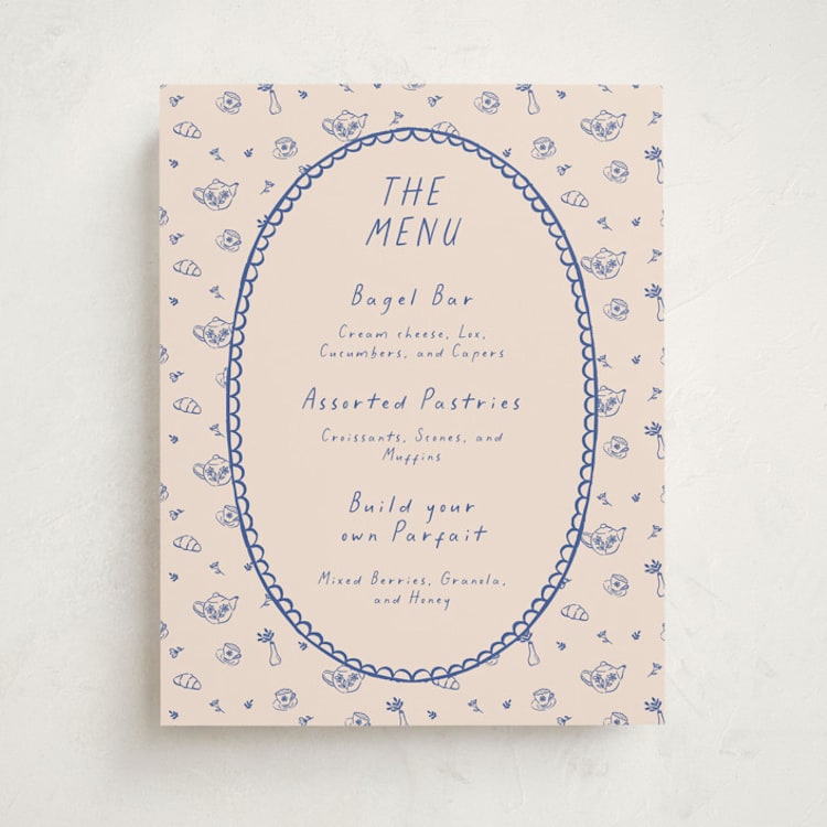 "Doodle Tea Party" - Baby Shower Menu Signs in Fine China by Carmia C. - Front