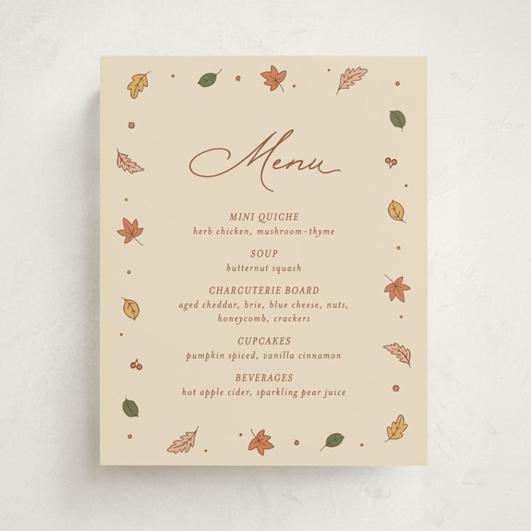 "Sweet Autumn" - Baby Shower Menu Signs in Pie by letterfix - Front