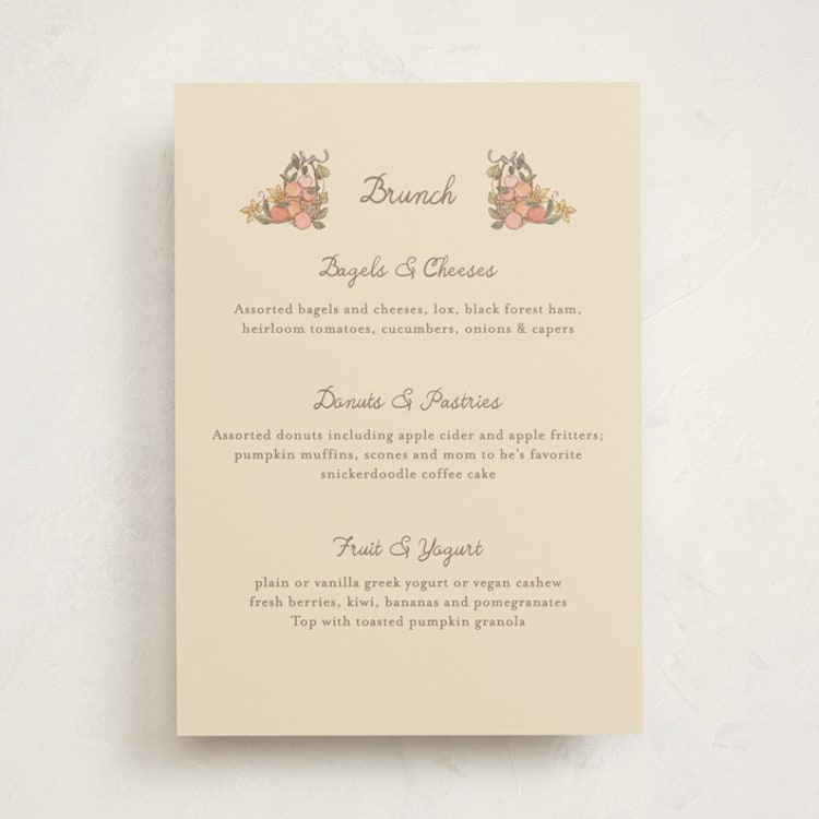 "Autumn Harvest" - Baby Shower Menu Signs in Ivory by Becky Nimoy - Front