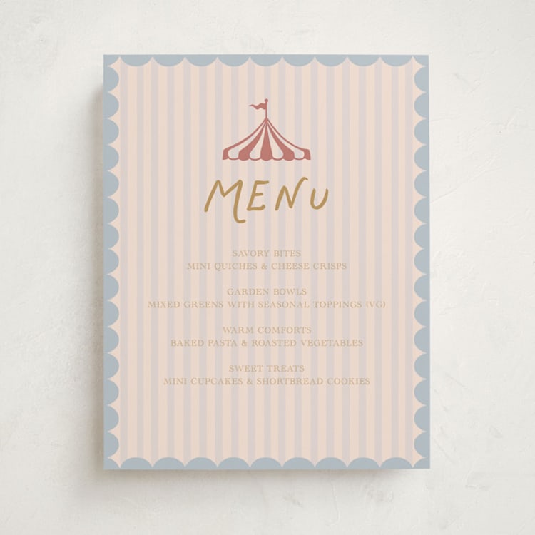 "Little Circus" - Baby Shower Menu Signs in Mustard by Rina Ozum - Front