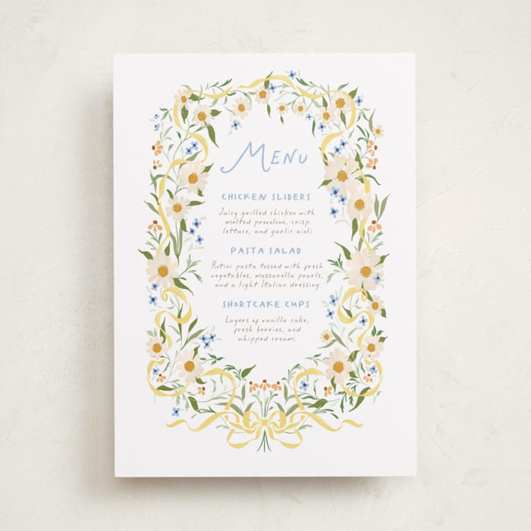 "Daisy Chain" - Baby Shower Menu Signs in Sunshine by Erin L. Wilson - Front