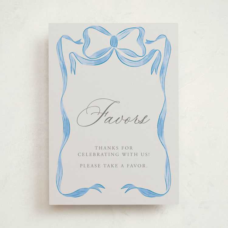 "Vintage Bow" - Baby Shower Party Signs in Baby Blues by Lehan Veenker - Front