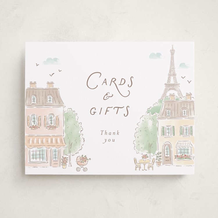 "A day in Paris" - Baby Shower Party Signs in Strawberry by Jennifer Wick - Front