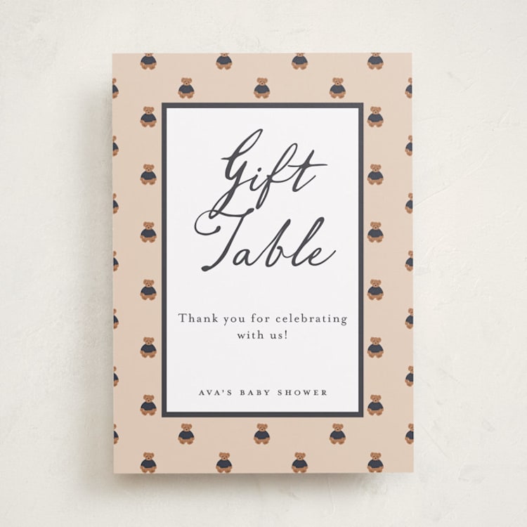"Teddy Bear Monogram" - Baby Shower Party Signs in Navy by Erin German - Front