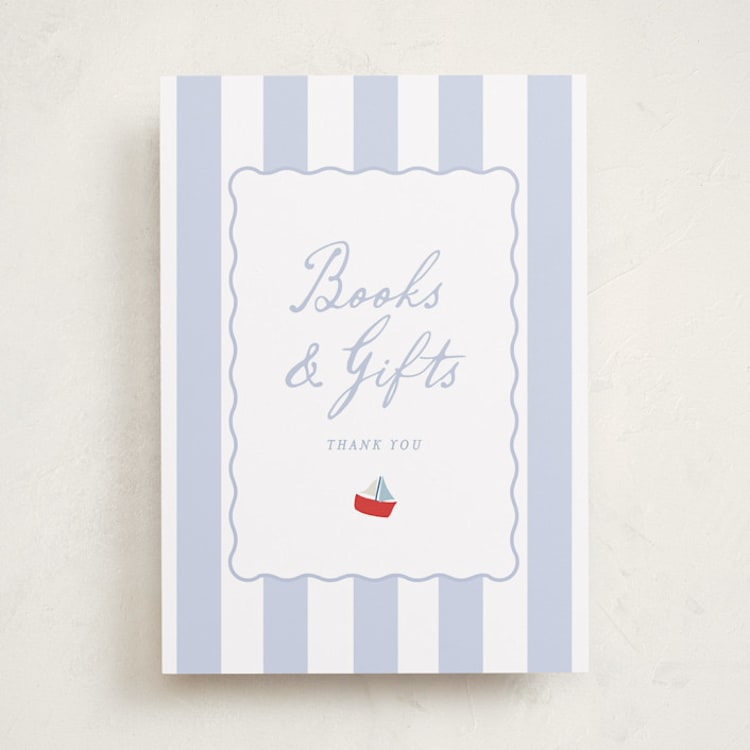 "Sail Boats Baby" - Baby Shower Party Signs in Periwinkle by Angela Thompson - Front