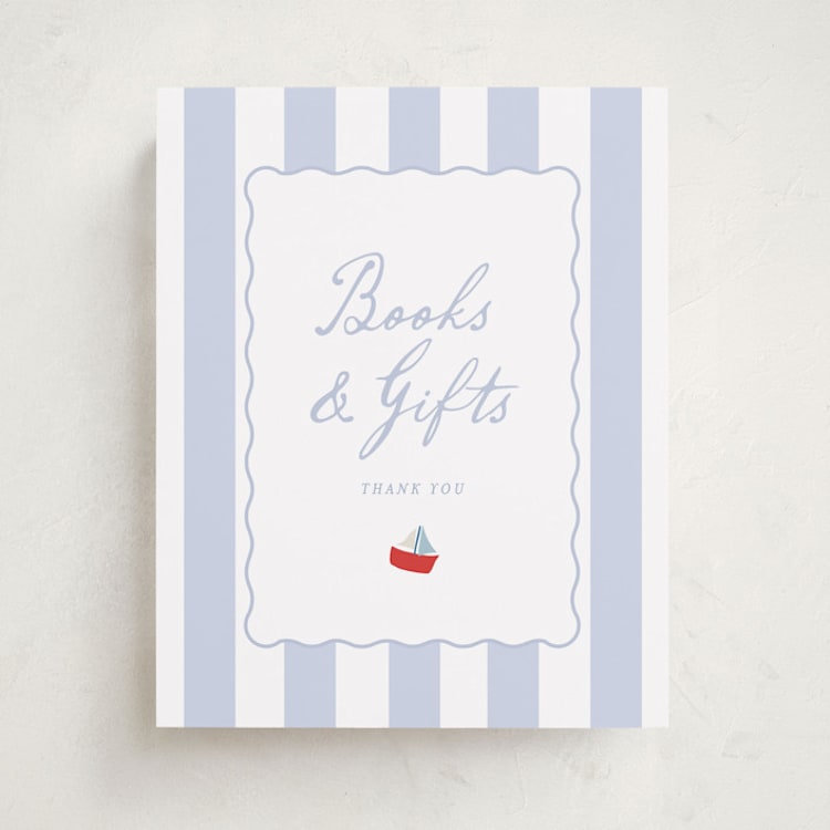 "Sail Boats Baby" - Baby Shower Party Signs in Periwinkle by Angela Thompson - Front