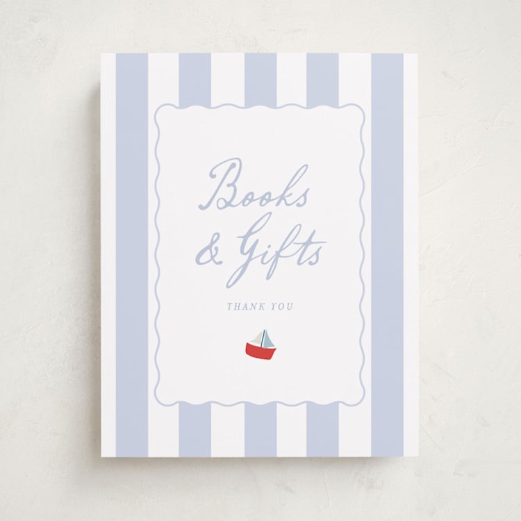 "Sail Boats Baby" - Baby Shower Party Signs in Periwinkle by Angela Thompson - Front