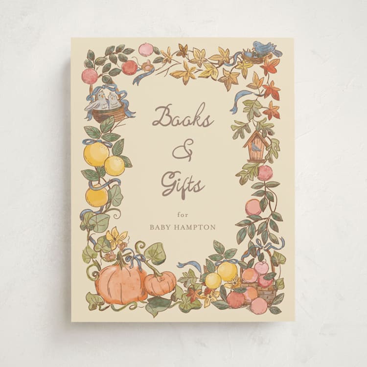 "Autumn Harvest" - Baby Shower Party Signs in Ivory by Becky Nimoy - Front