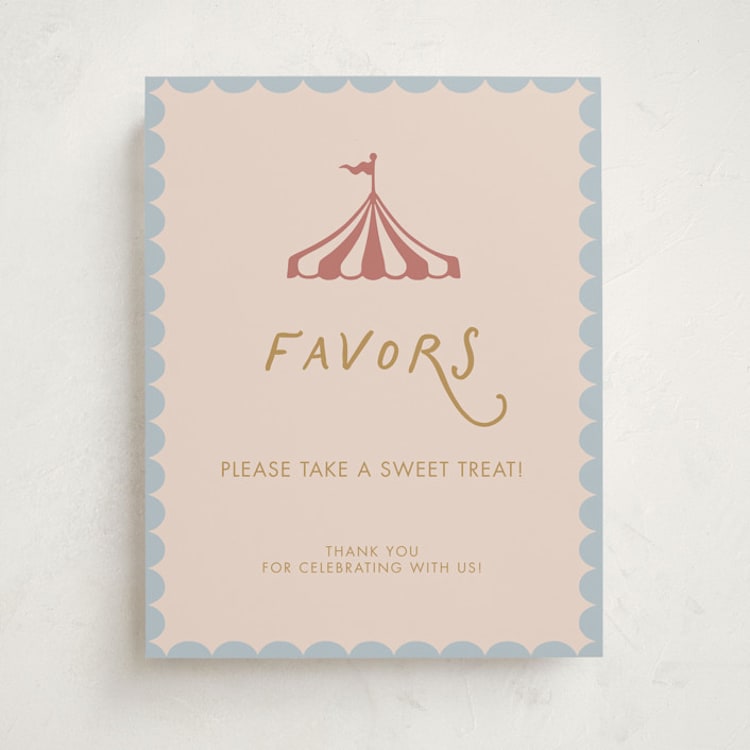 "Little Circus" - Baby Shower Party Signs in Mustard by Rina Ozum - Front