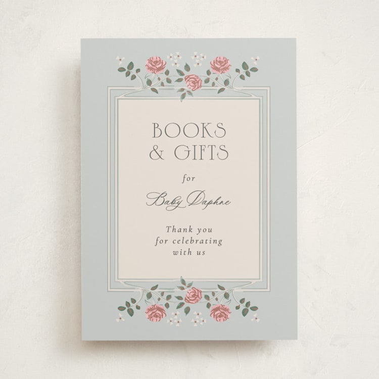 "Parisian Roses" - Baby Shower Party Signs in Antique Sky by Ana de Sousa - Front