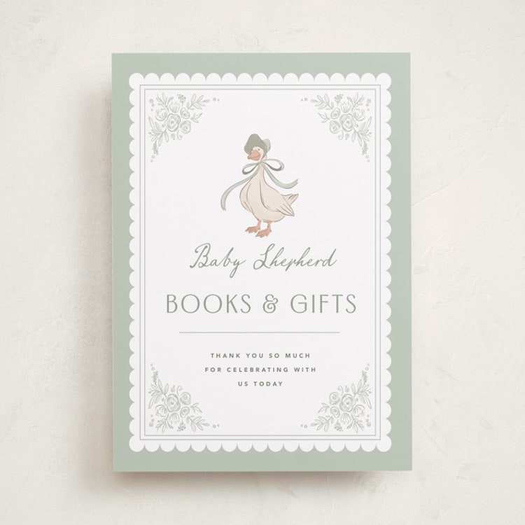 "Story Book Frame" - Baby Shower Party Signs in Sage by Kristen Smith - Front