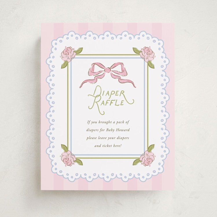 "Floral & Lace Baby Shower" - Baby Shower Party Signs in Peony by Holton Art and Design - Front