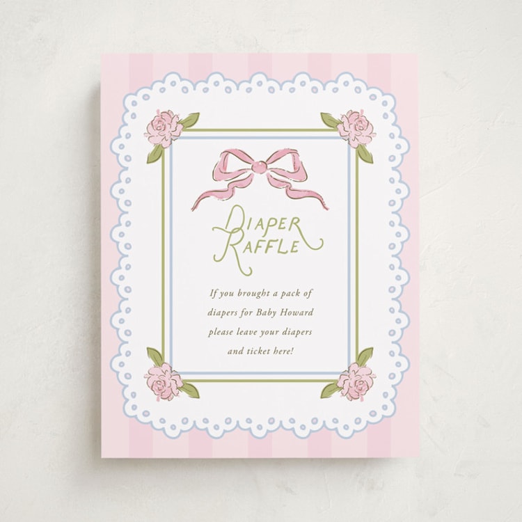 "Floral & Lace Baby Shower" - Baby Shower Party Signs in Peony by Holton Art and Design - Front