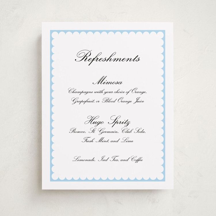 "Sweetly Scalloped" - Baby Shower Bar Signs in Sky by Catherine Culvenor - Front