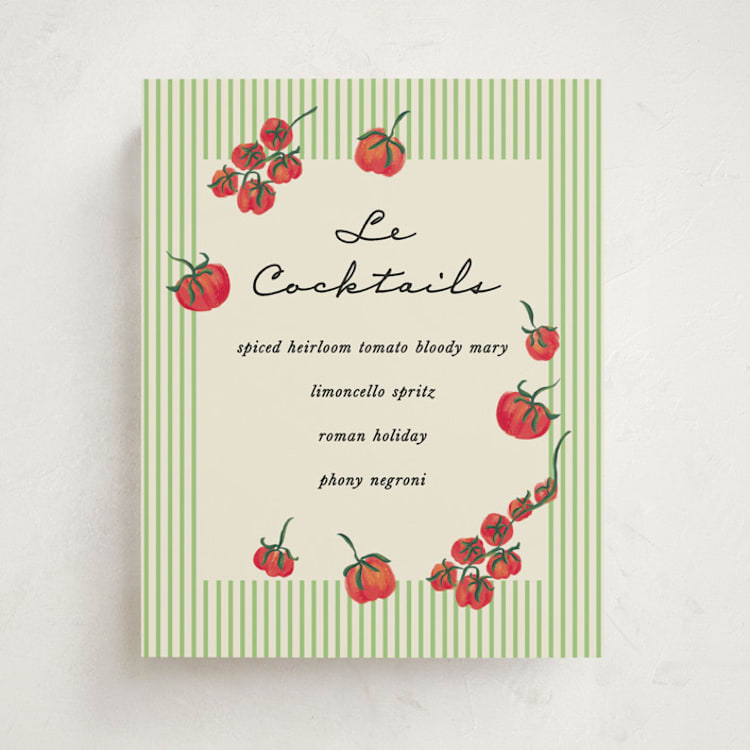"Petit Pomodoro" - Baby Shower Bar Signs in Lime by Jackie Crawford - Front