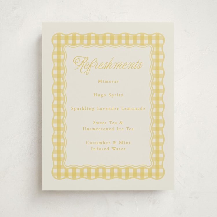 "Scalloped Gingham" - Baby Shower Bar Signs in Lemonade by Brianne Larsen - Front