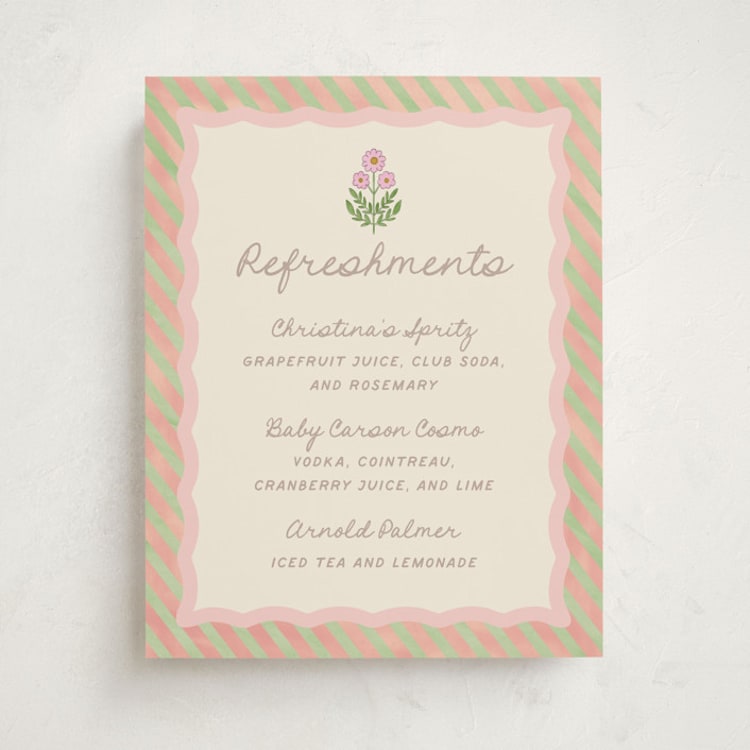 "Botanical maximalism" - Baby Shower Bar Signs in Poppy by Creo Study - Front