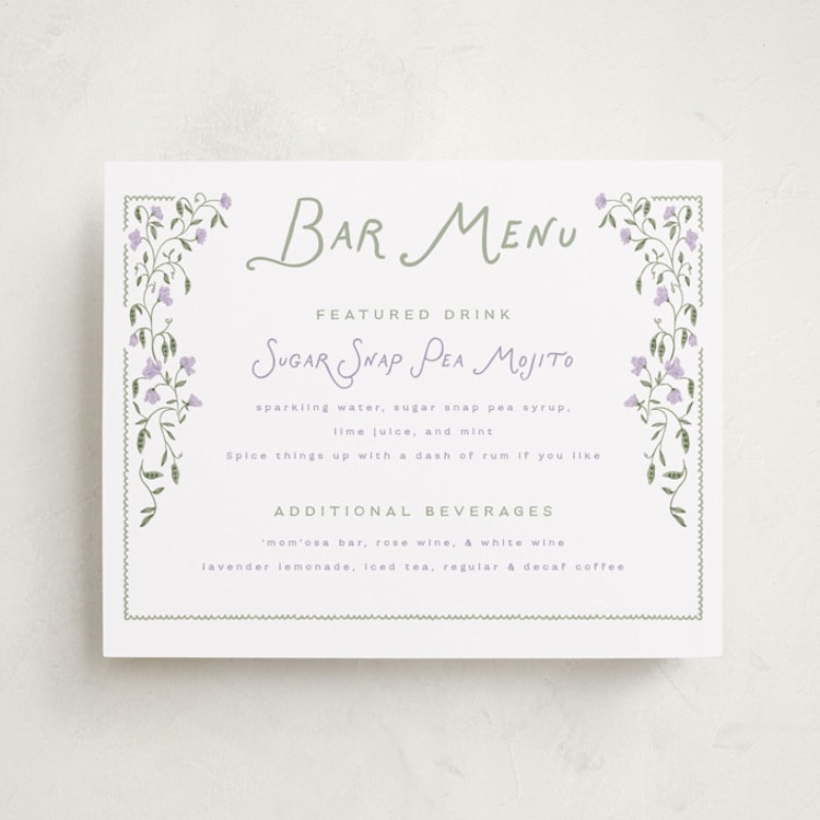 "Sweet Pea" - Baby Shower Bar Signs in Lilac by Leah Bisch - Front
