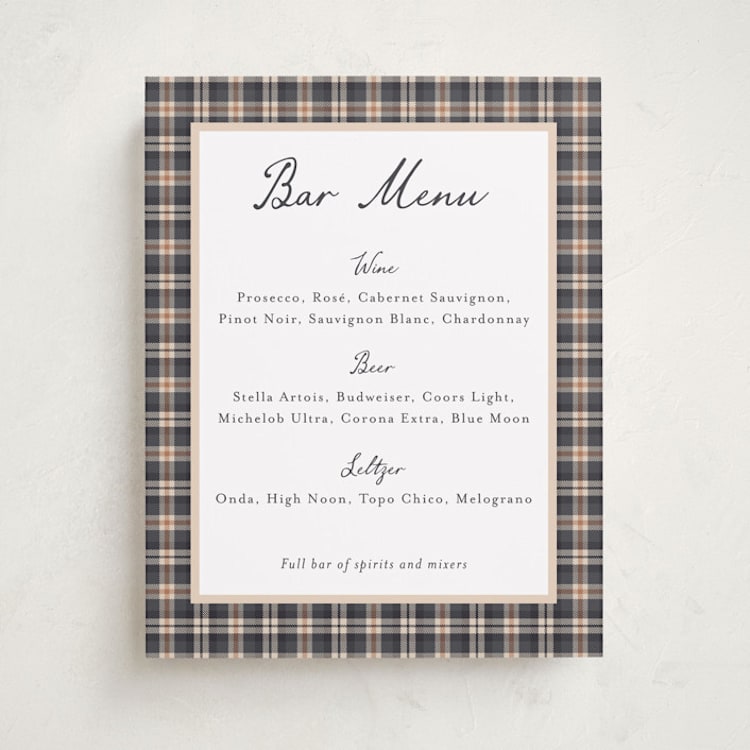 "Teddy Bear Monogram" - Baby Shower Bar Signs in Navy by Erin German - Front