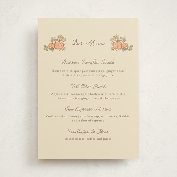 "Autumn Harvest" - Baby Shower Bar Signs in Ivory by Becky Nimoy - Front