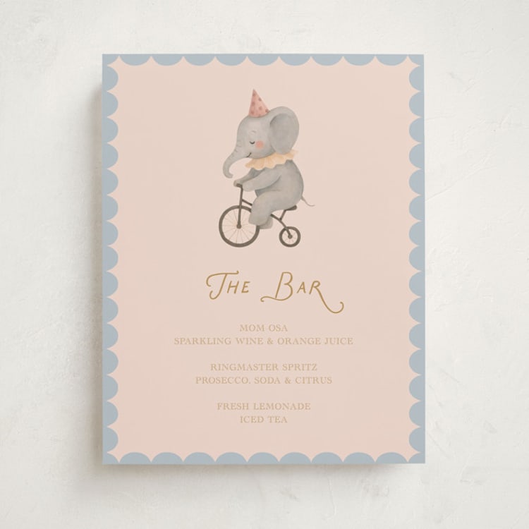 "Little Circus" - Baby Shower Bar Signs in Mustard by Rina Ozum - Front