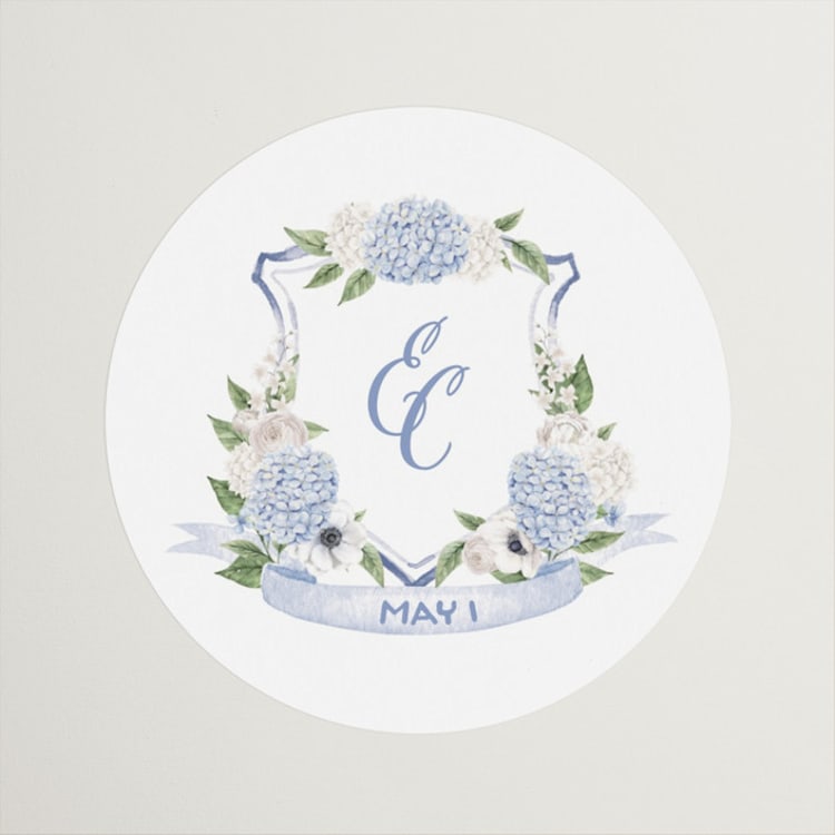 "Sweethearts" - Bridal Shower Favor Stickers in Periwinkle by Design Lotus - Front