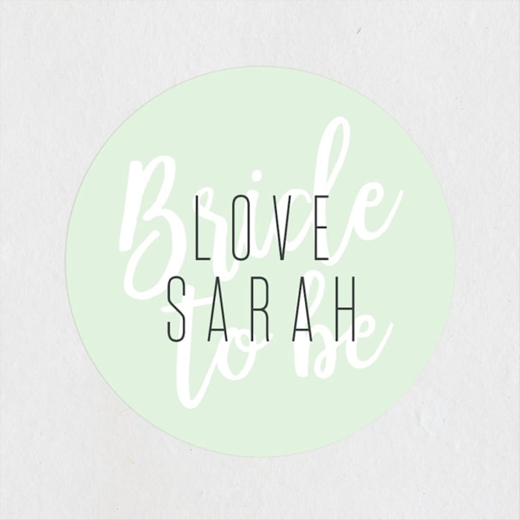 "Modern Bride" - Bridal Shower Favor Stickers in Lime by Dennis Smith - Front