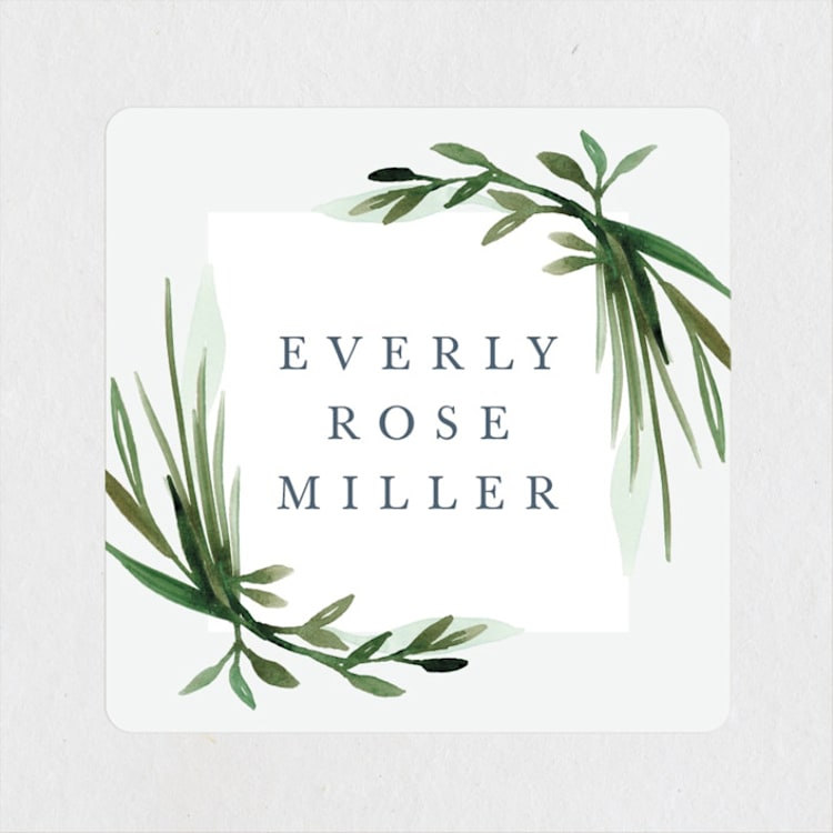 "Botanical Frame" - Bridal Shower Favor Stickers in Fern by Kate Ahn - Front
