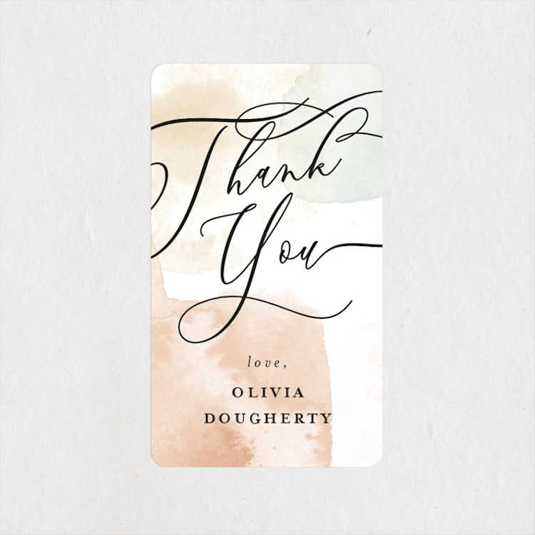 "Flourish & Abstract" - Bridal Shower Favor Stickers in Sherbet by Ashley Rosenbaum - Front