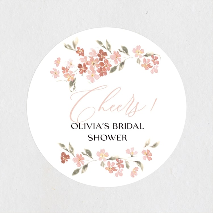 "Botanical Cheers" - Bridal Shower Favor Stickers in Petal by Itsy Belle Studio - Front