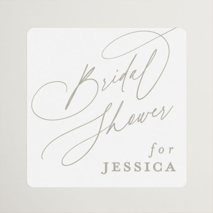 "Minimal" - Bridal Shower Favor Stickers in Coconut by Joanna Griffin - Front