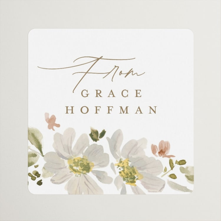 "Serene" - Bridal Shower Favor Stickers in Champagne by Everett Paper Goods - Front