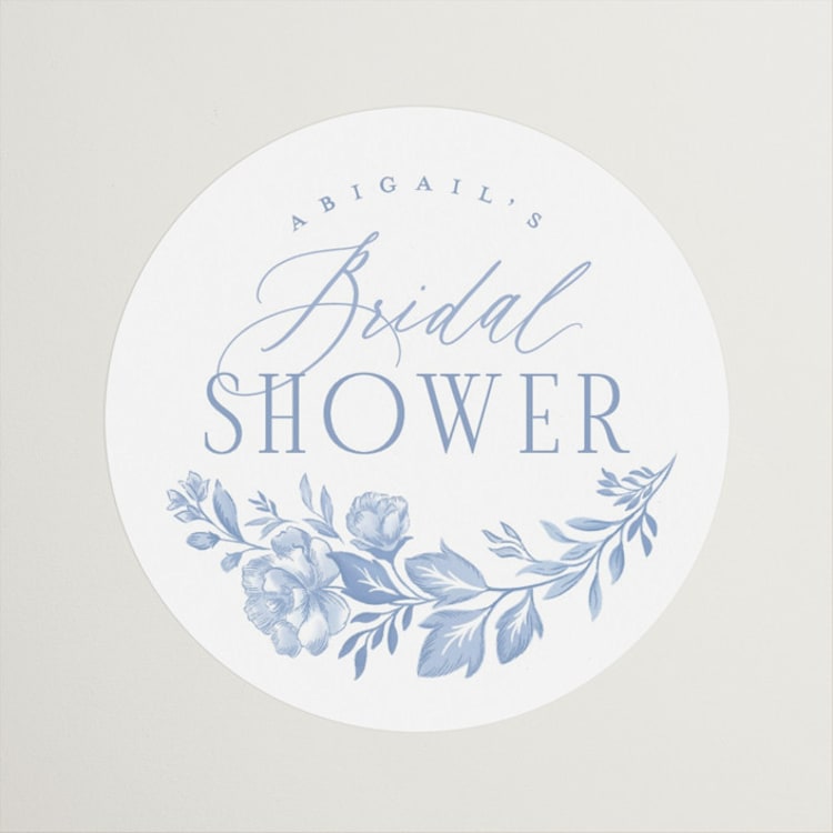 "French Blue" - Bridal Shower Favor Stickers in Periwinkle by Joanna Griffin - Front