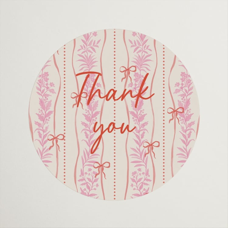 "Cottage Ribbons" - Bridal Shower Favor Stickers in Strawberry by Elly - Front
