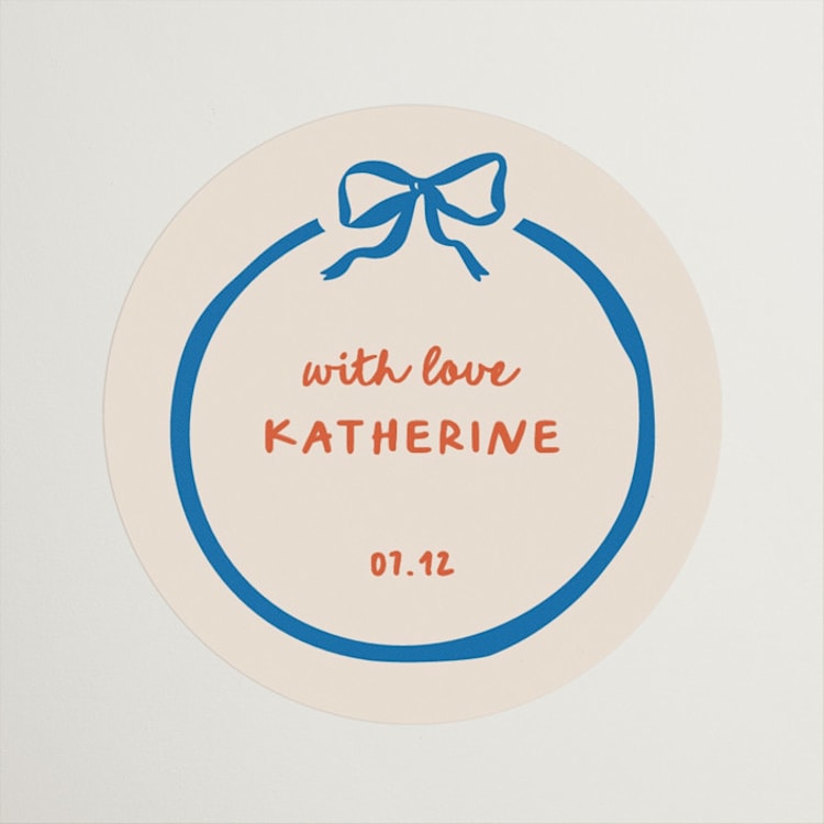 "Minimal bow" - Bridal Shower Favor Stickers in Wave by Creo Study - Front