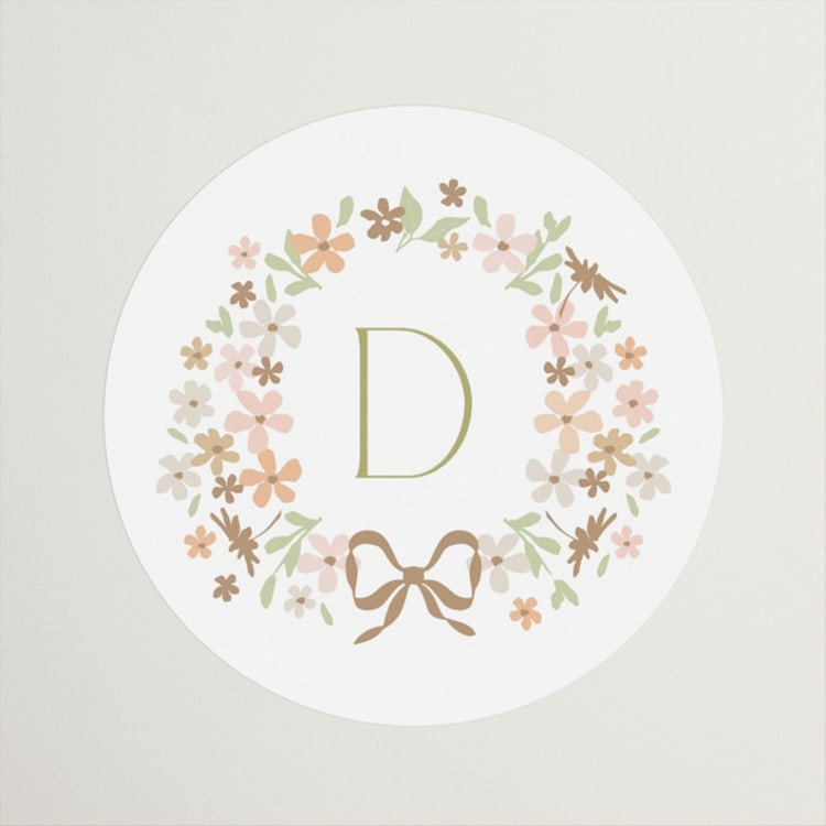 "garden monogram" - Bridal Shower Favor Stickers in Leaf by Kristie Kern - Front