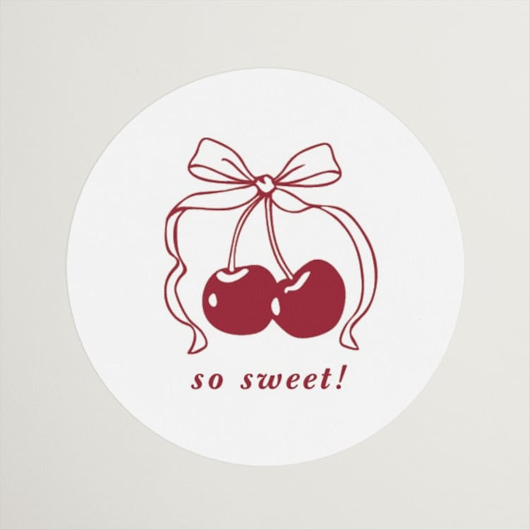 "Classic Cherries" - Bridal Shower Favor Stickers in Bing Cherry by Charter Oaks Creative - Front