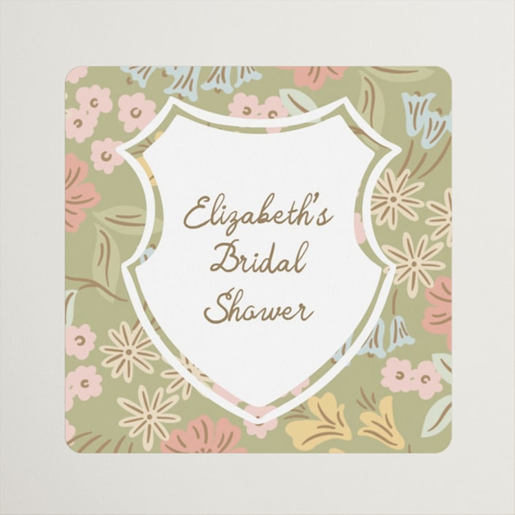 "Libby" - Bridal Shower Favor Stickers in Peony by Erin German - Front