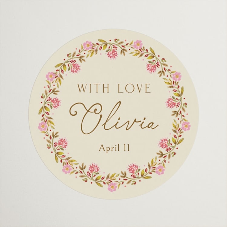 "In The Garden" - Bridal Shower Favor Stickers in Cream by Paola Benenati - Front