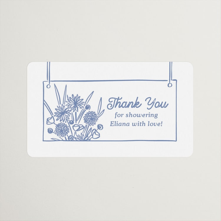 "Fresh Off the Market" - Bridal Shower Favor Stickers in Bluebird by Carolyn Kach - Front