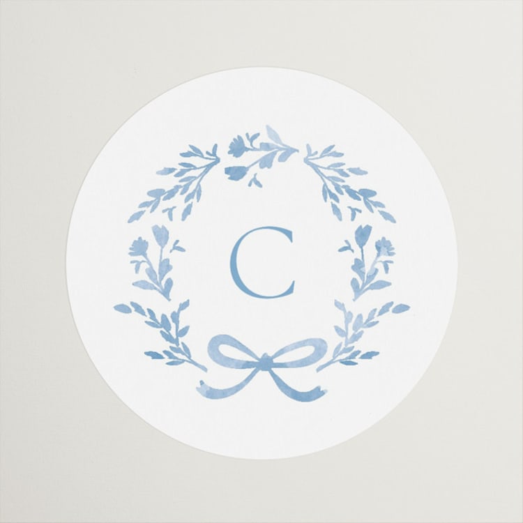 "Emmaline" - Bridal Shower Favor Stickers in Bluebell by Kristie Kern - Front