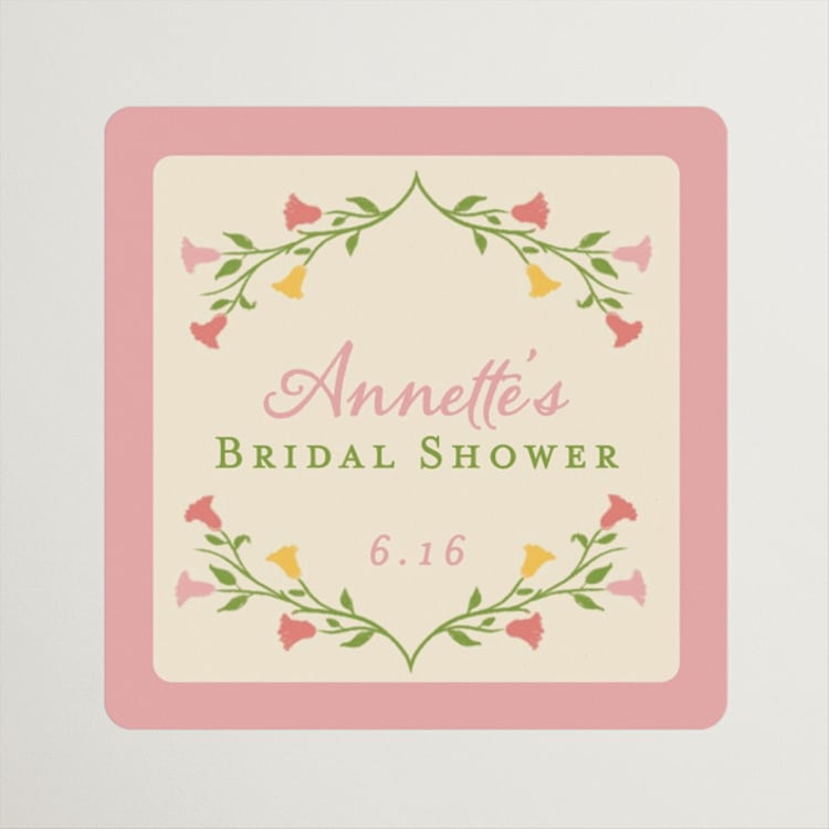 "Gardenia" - Bridal Shower Favor Stickers in Golden by Sarah Rosenthal - Front