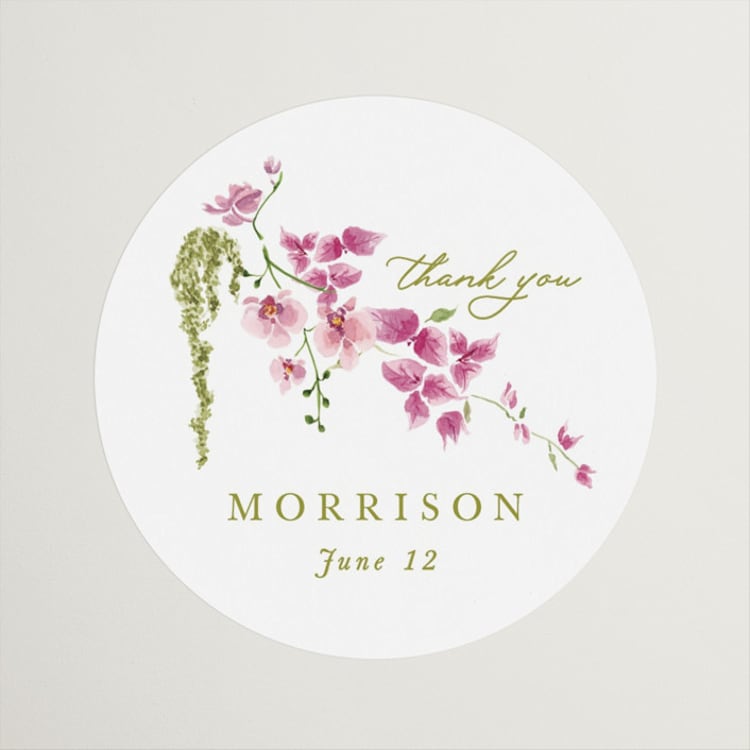 "Cascading Florals Branch" - Bridal Shower Favor Stickers in Chartreuse by Tamara Hilje - Front