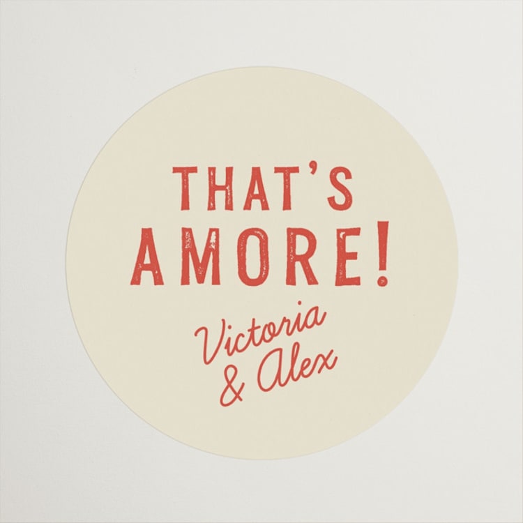 "That's Amore" - Bridal Shower Favor Stickers in Tomato by Sherley Ferreira - Front