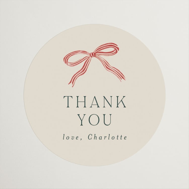 "Ribbon Stripe Holiday" - Bridal Shower Favor Stickers in Eggnog by Chris Griffith - Front