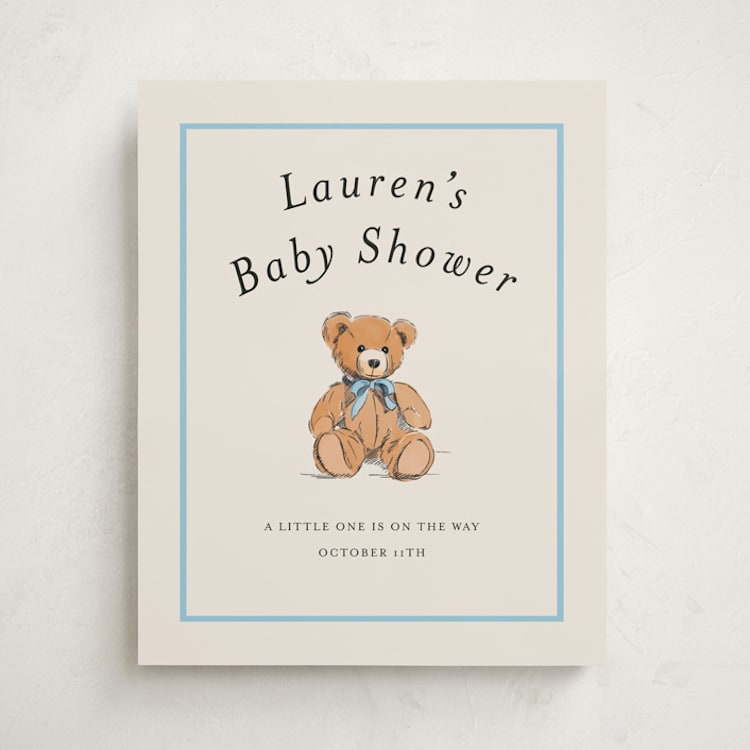 "Antique Teddy Bear" - Baby Shower Welcome Signs in Frost by Becky Nimoy - Front