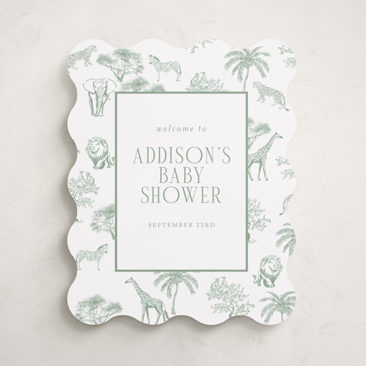 "Safari Toile" - Baby Shower Welcome Signs in Palm by Jenna Holcomb - Front