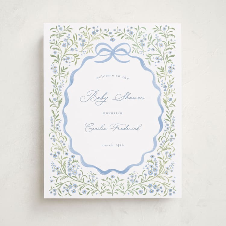 "Darling" - Baby Shower Welcome Signs in Sky by Paper Raven Co. - Front