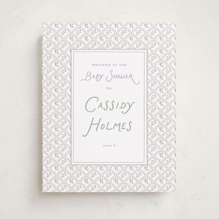 "Sweet Pea" - Baby Shower Welcome Signs in Lilac by Leah Bisch - Front